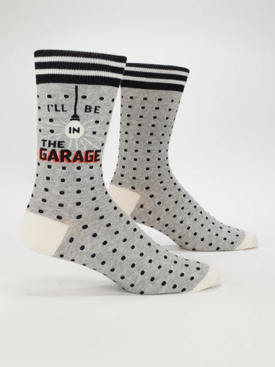 Blue Q Men's I'll Be In The Garage Crew Socks