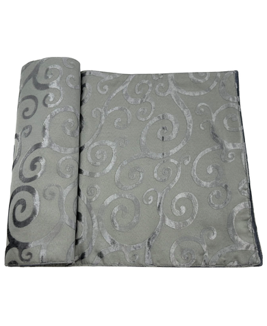 Split P Velvet Scroll Platinum Table Runner 13