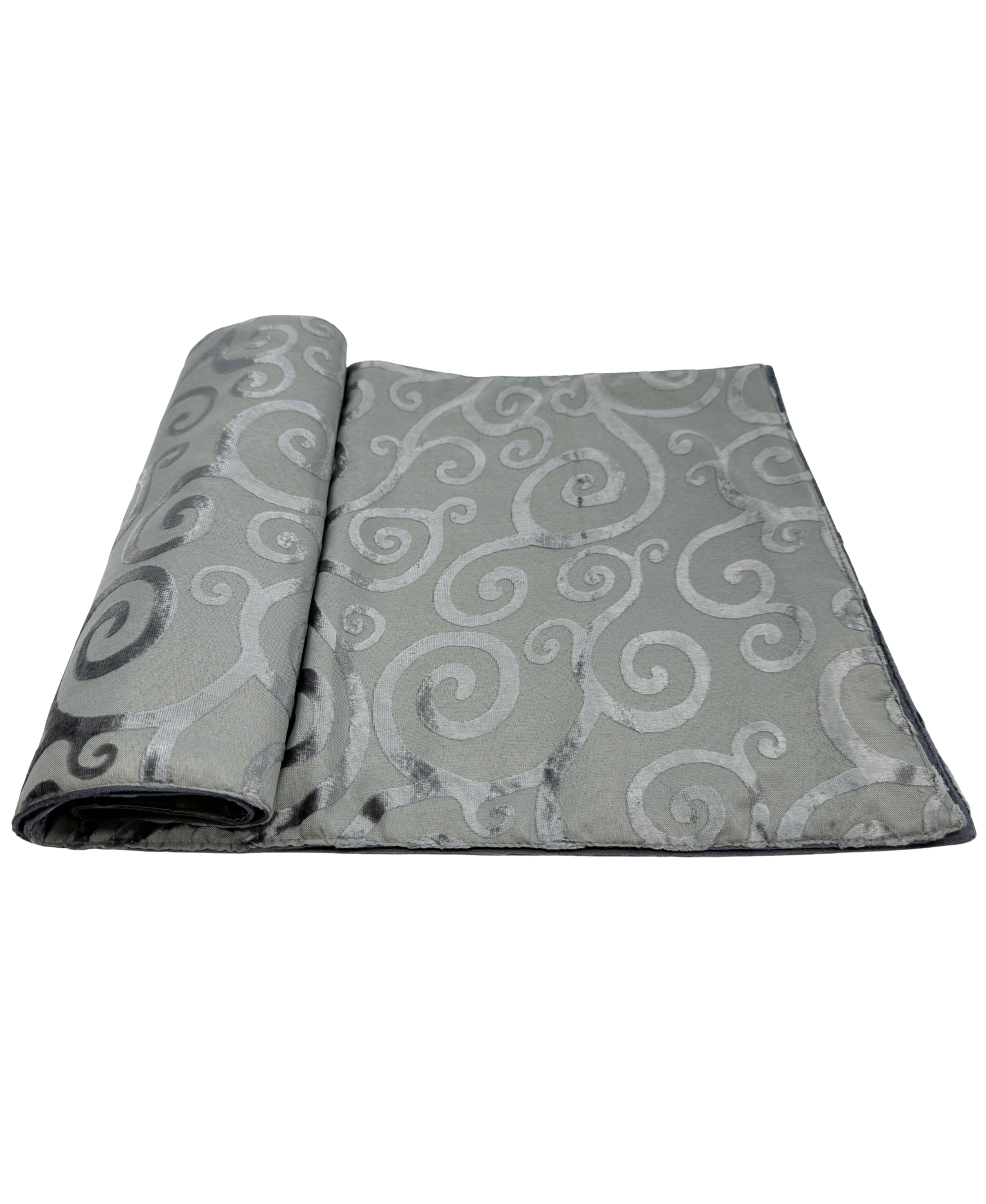Split P Velvet Scroll Platinum Table Runner 13