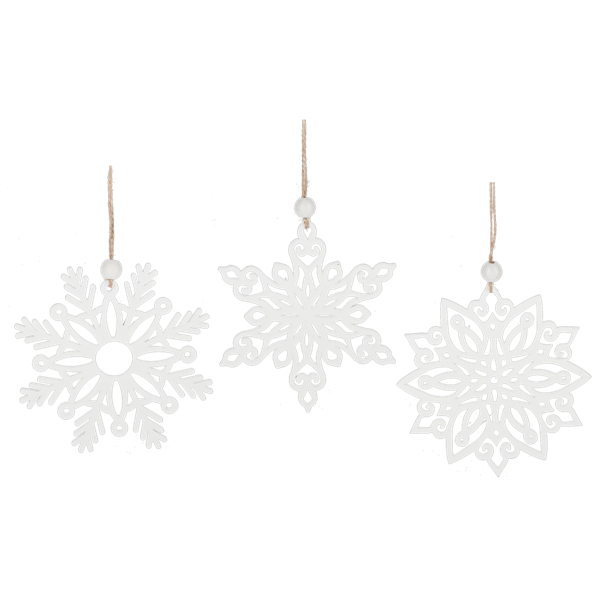 Farmhouse Style White Snowflake Ornament