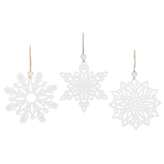 Farmhouse Style White Snowflake Ornament