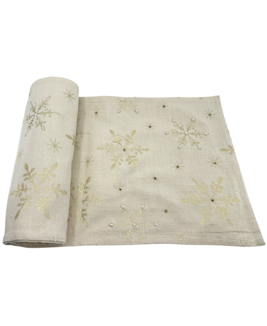 ADV Table Runner Natural & Gold 13
