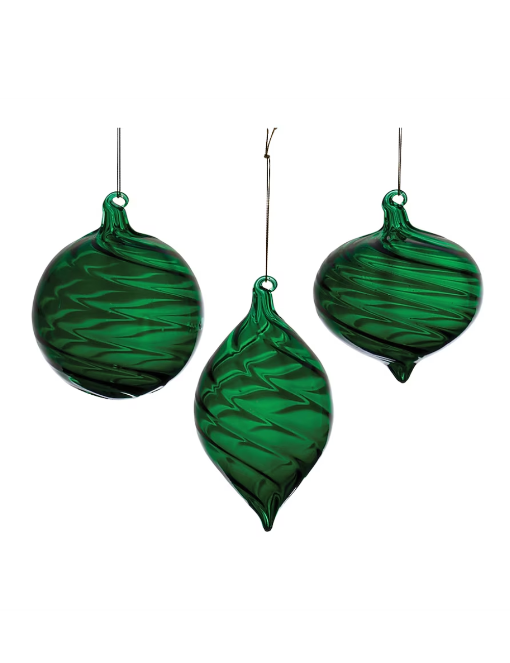 Swirl Glass Ornament - Green