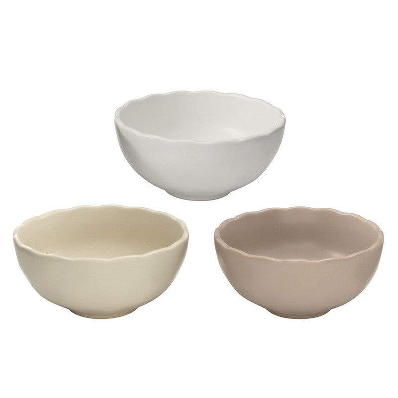 Scallop Ceramic Dip Bowls - 3/Set