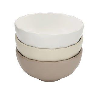 Scallop Ceramic Dip Bowls - 3/Set