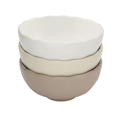 Scallop Ceramic Dip Bowls - 3/Set