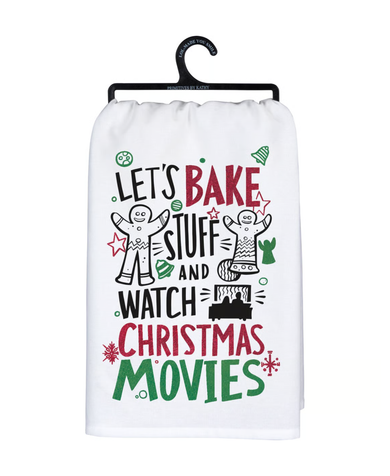 Primitives By Kathy Christmas Movies - Let's Bake Dish Towel