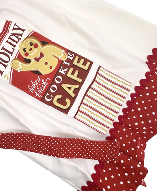 Demdaco Gingerbread Cookie Half Apron With Button On Tea Towel