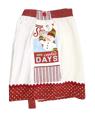 Demdaco Snowman Half Apron With Button On Tea Towel