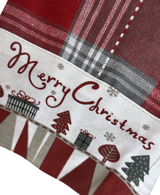 Christmas Traditions Red & Grey Plaid Merry Christmas Apron