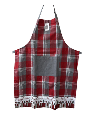 Christmas Traditions Red & Grey Plaid Merry Christmas Apron