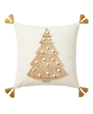 Gold Embroidered Christmas Tree Pillow