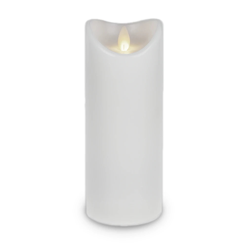 White LED Wax Pillar Candle - 8