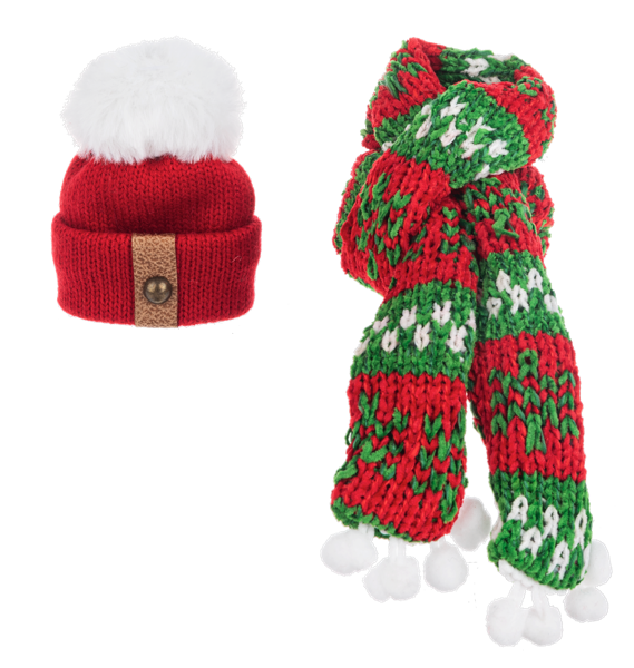 Wine Bottle Toque and Scarf Set
