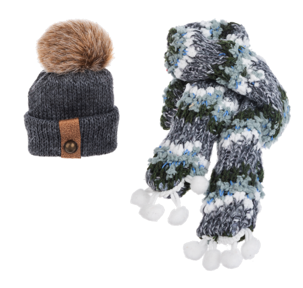 Wine Bottle Toque and Scarf Set