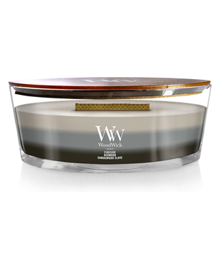 WoodWick Warm Woods Trilogy Candle - Ellipse (Fireside, Redwood & Sandalwood Clove)