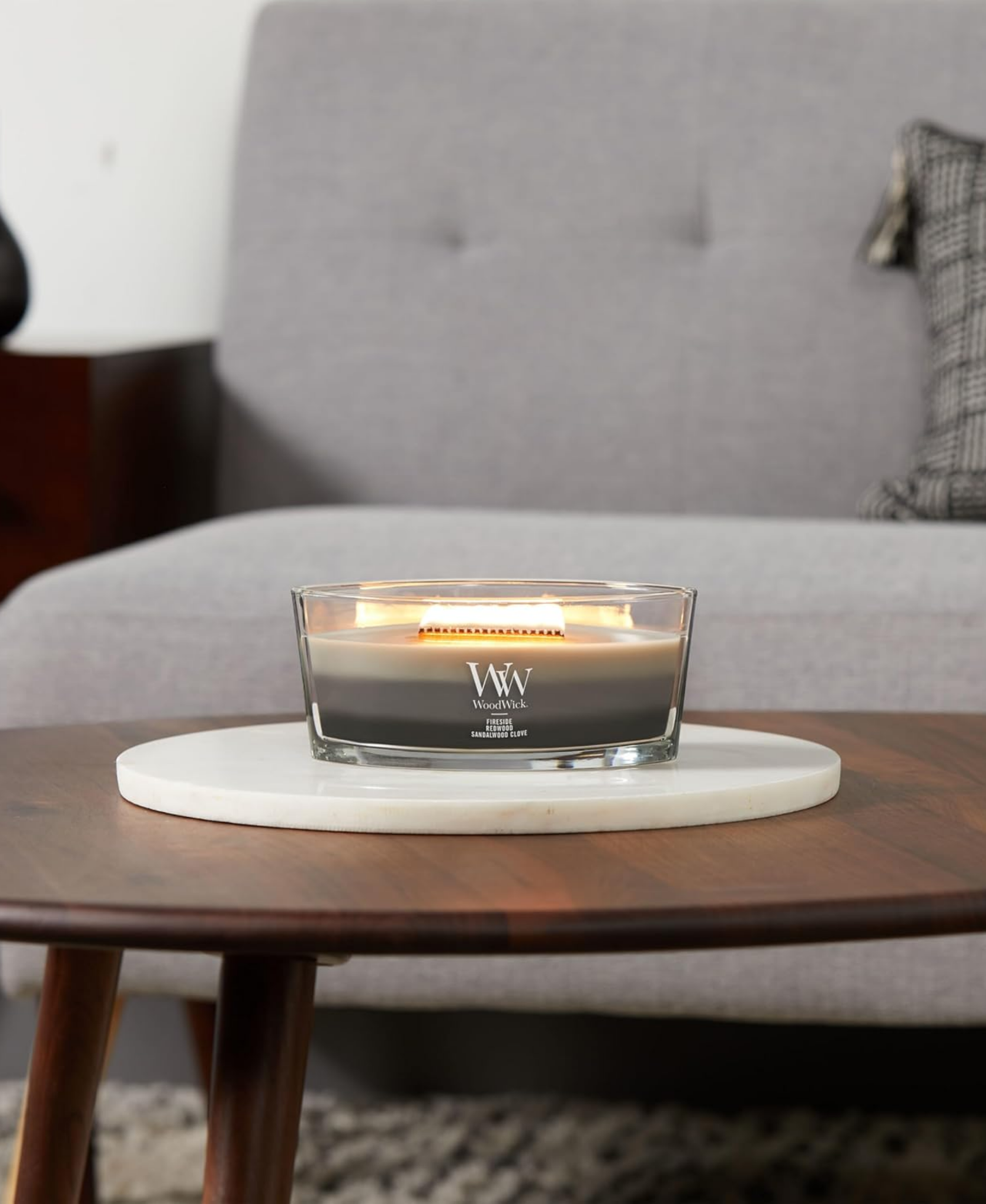 WoodWick Warm Woods Trilogy Candle - Ellipse (Fireside, Redwood & Sandalwood Clove)