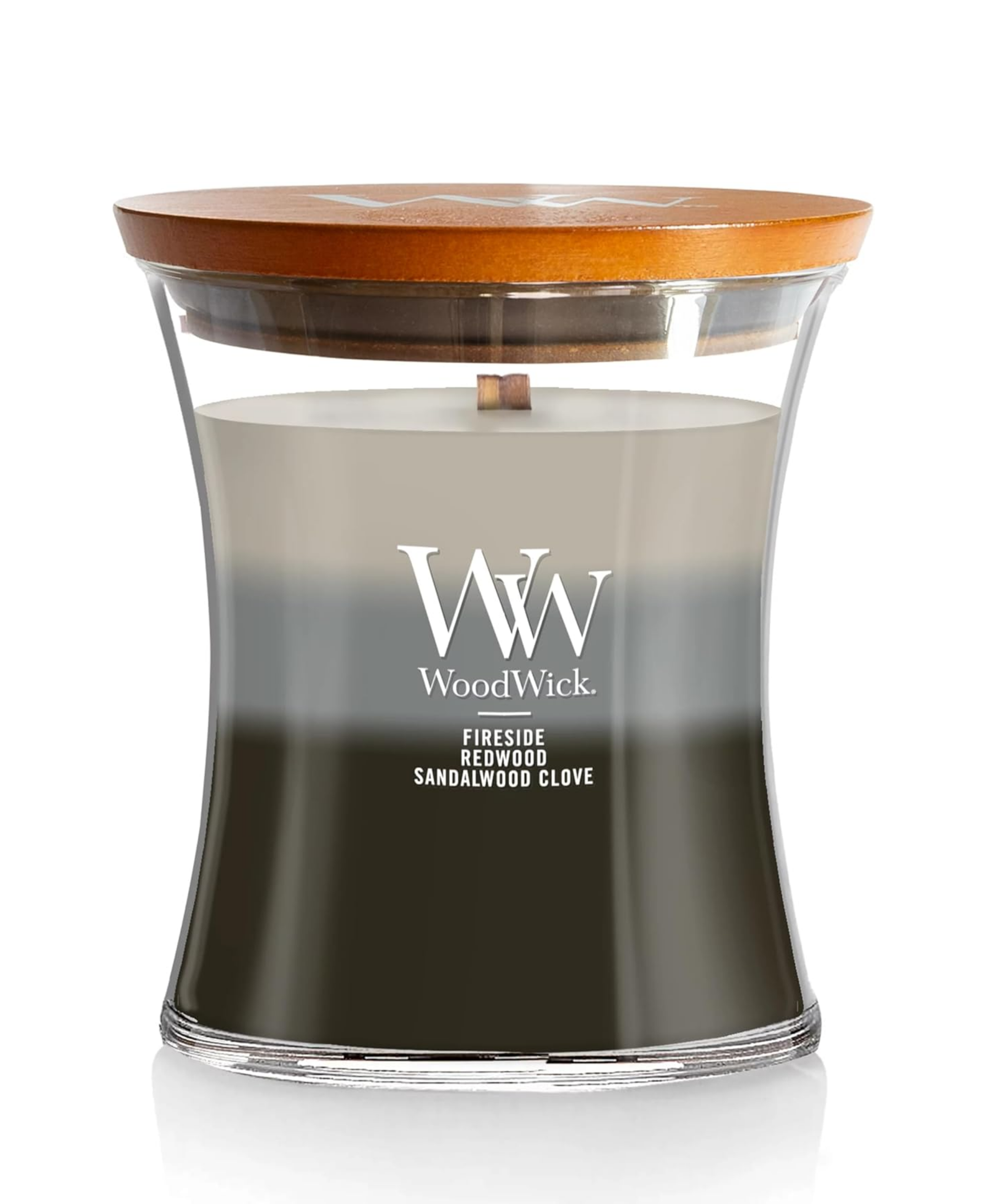 WoodWick Warm Woods Trilogy Candle - Medium (Fireside, Redwood & Sandalwood Clove)