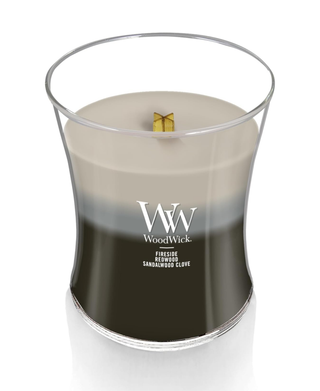 WoodWick Warm Woods Trilogy Candle - Medium (Fireside, Redwood & Sandalwood Clove)