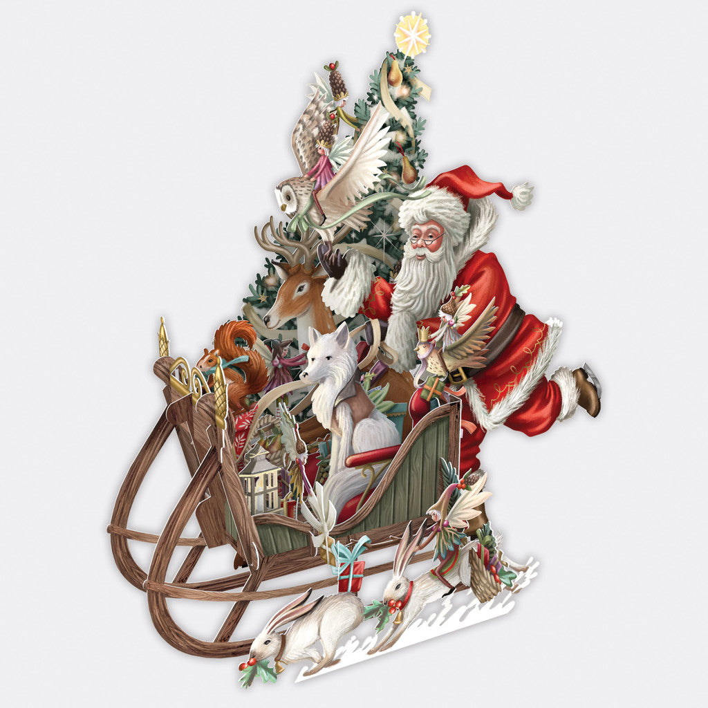 Me & McQ Woodland Sleigh 3D Pop Up Christmas Card