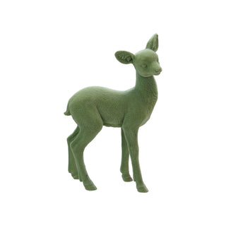 Flocked Standing Green Deer