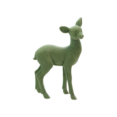Flocked Standing Green Deer