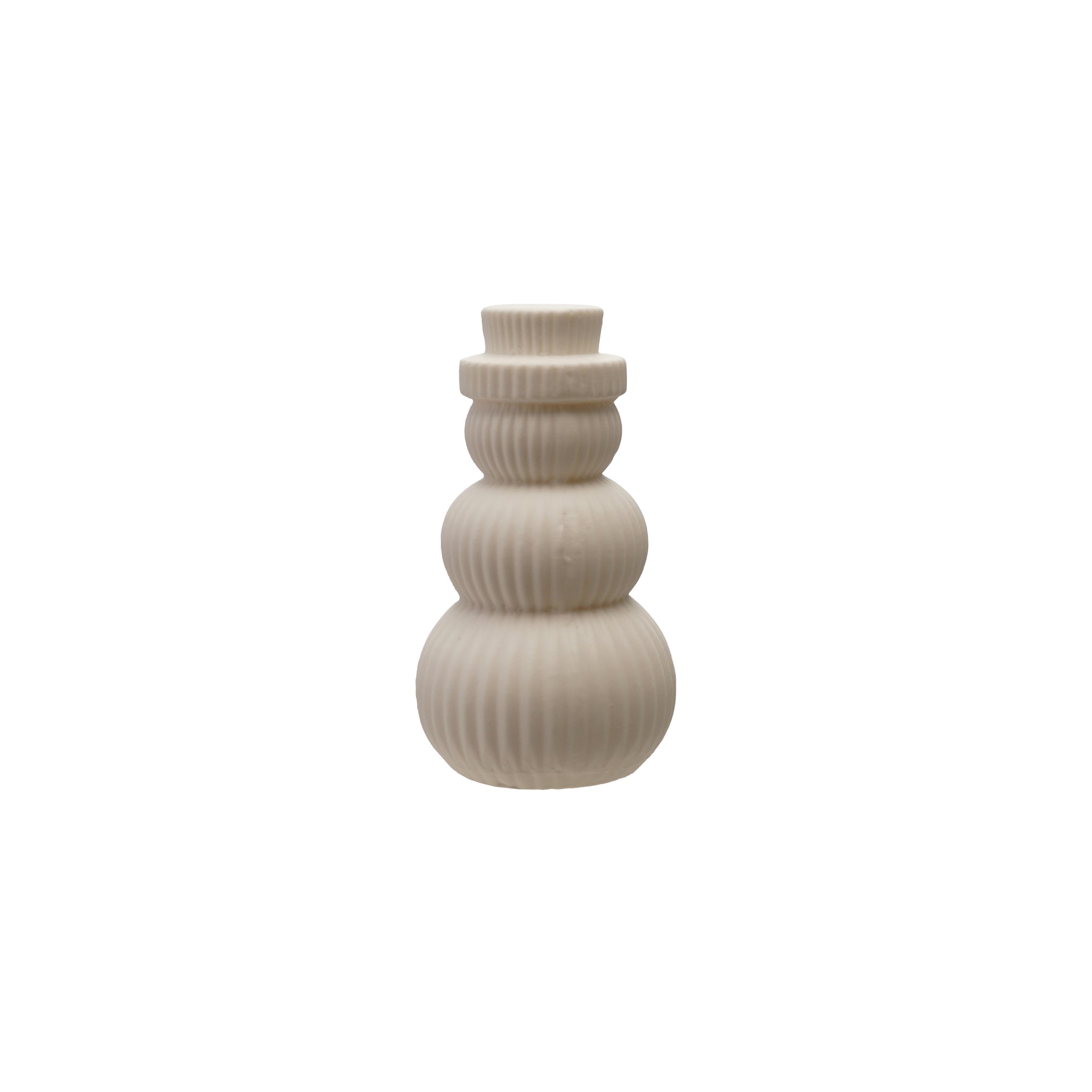 Stoneware Bisque Pleated LED Snowman, Small