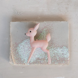 Pink Glitter Deer Ornament