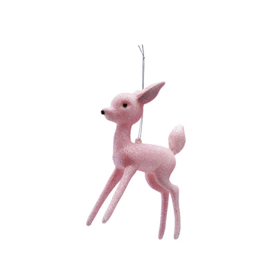 Pink Glitter Deer Ornament
