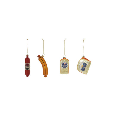 Hand-Painted Glass Cheese & Salami Ornament