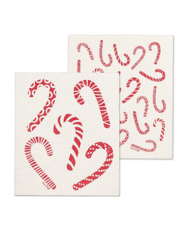 Candy Cane Dishcloths - Set of 2