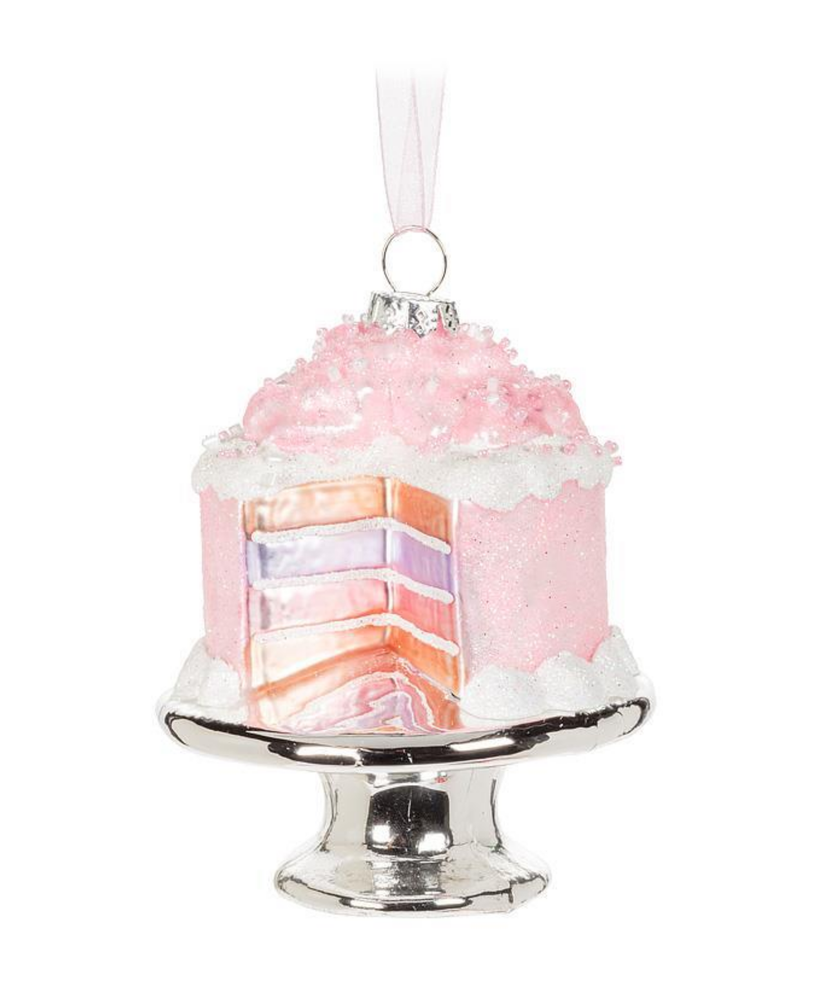 Cut Layer Cake on Plate Ornament