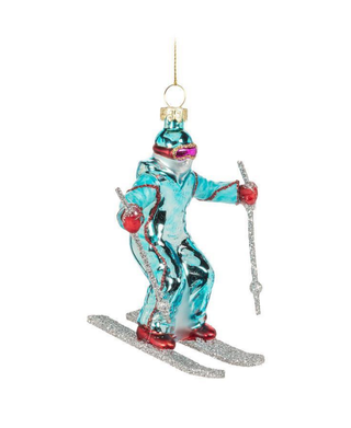 Downhill Skier Ornament - Blue