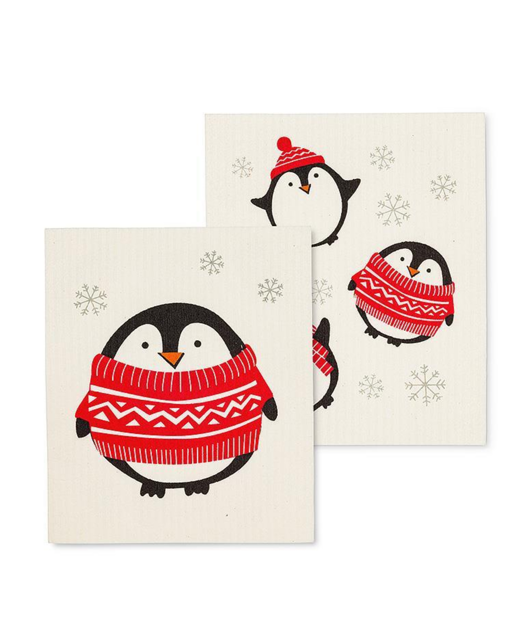 Holiday Penguin Dishcloths - Set of 2