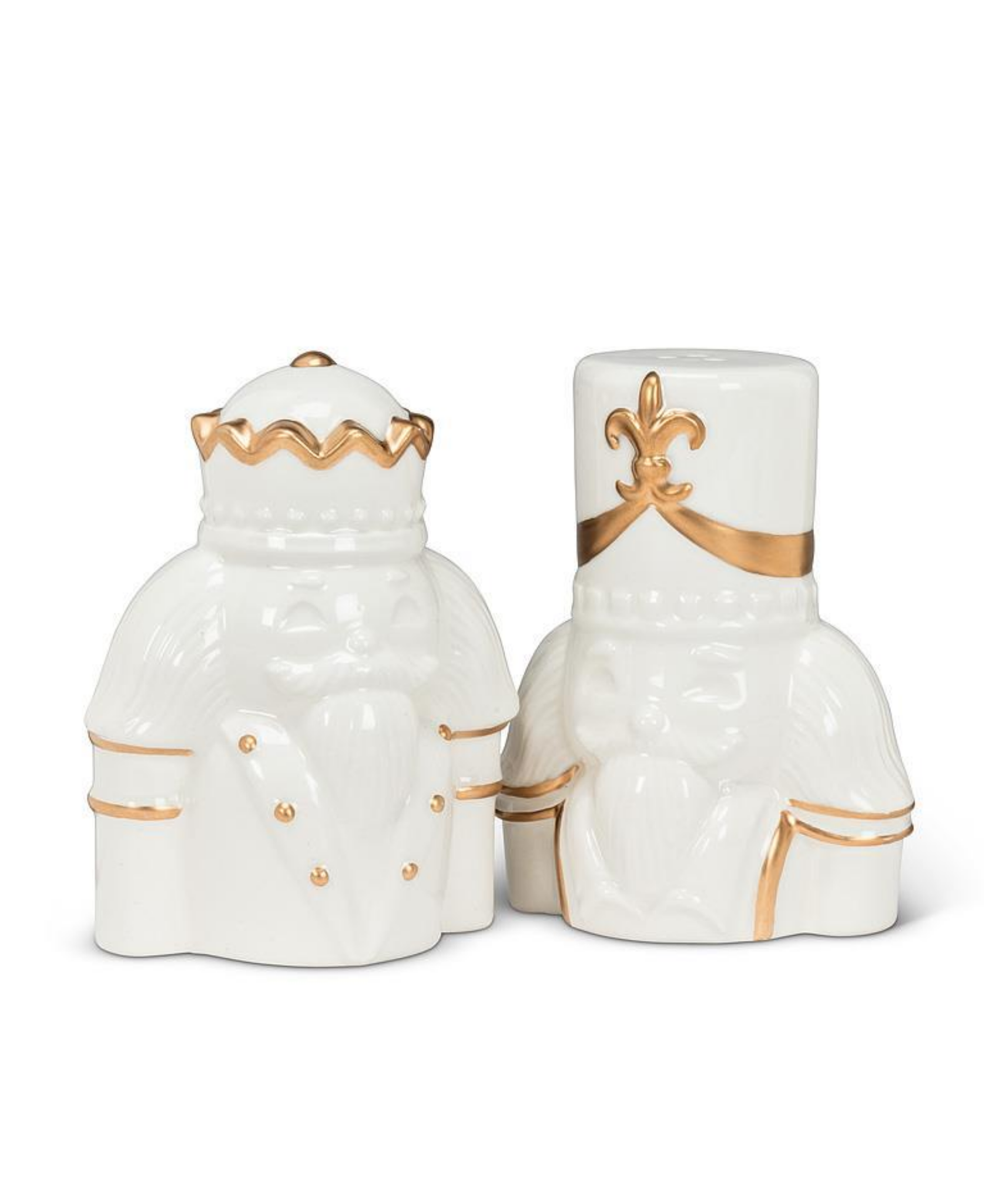 Nutcracker Salt & Pepper Shakers - White and Gold