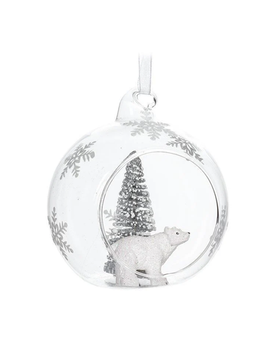 Polar Bear & Tree Open Ball Ornament