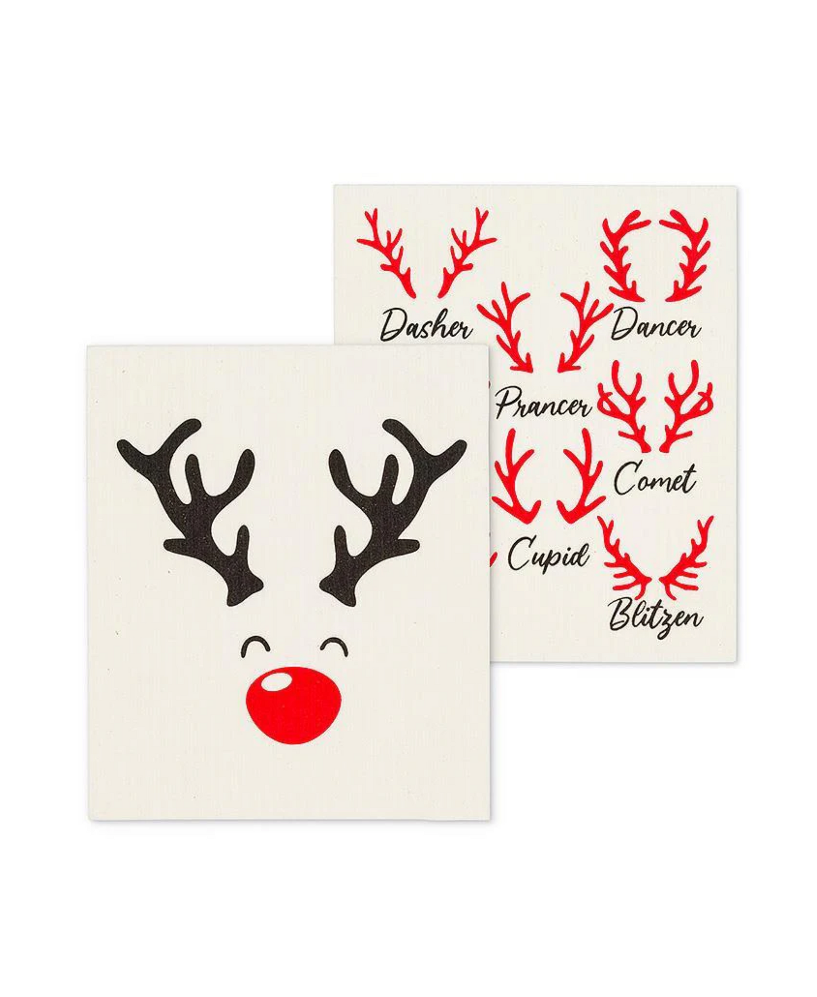 Rudolph & Names Dishcloths - Set of 2