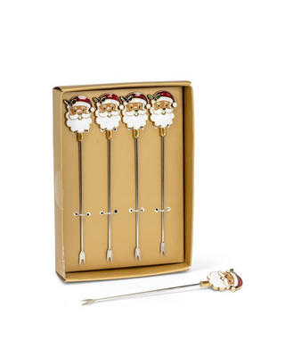 Santa Face Icon Cocktail Picks - Set of 4