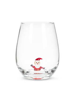 Santa Icon Stemless Wine Glass