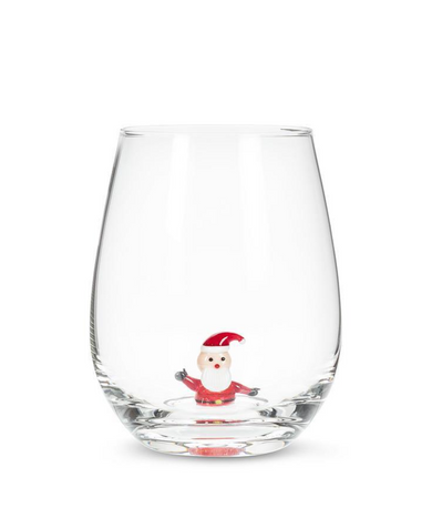 Santa Icon Stemless Wine Glass