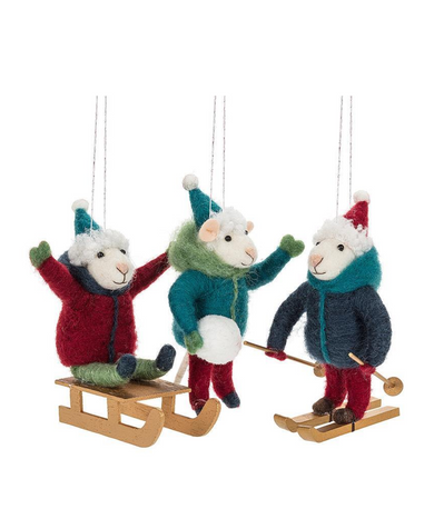 Winter Sport Mouse Ornaments