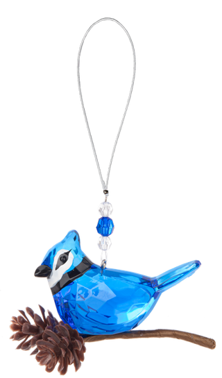 Crystal Expressions Winter Pinecone Blue Jay Ornament