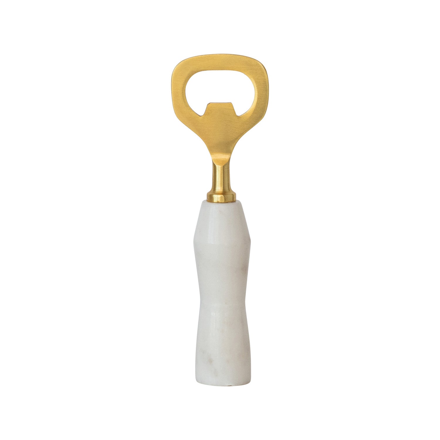 Stainless Steel & Marble Bottle Opener - Gold Finish & White
