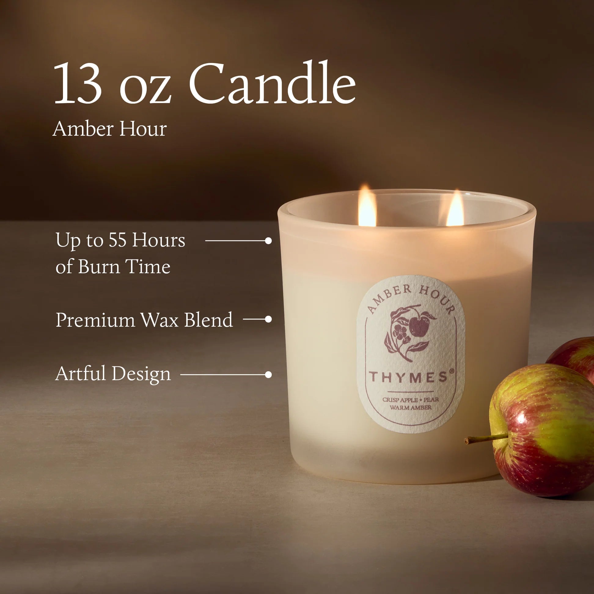 Thymes Amber Hour 2 Wick Candle 13 oz