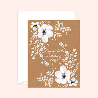 Happiest Wedding Day  Floral Card Blank