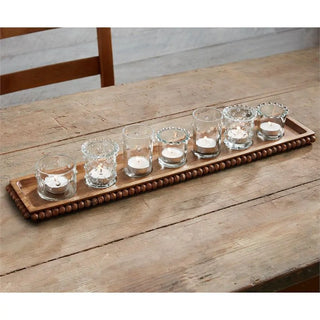 Beaded Mango Wood Votive Tray