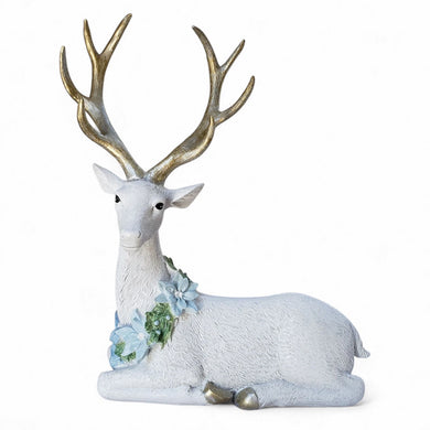 Deer With Blue Floral Wreath