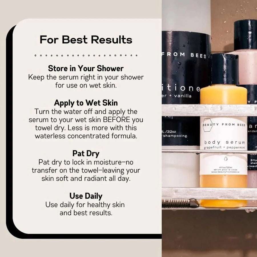 Beauty From Bees Body Serum - Grapefruit + Peppermint - 250 ml/8 fl. oz.