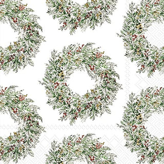 IHR Holiday Berry Wreath Cocktail Napkin