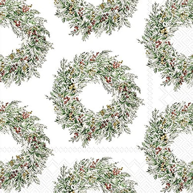 IHR Holiday Berry Wreath Cocktail Napkin